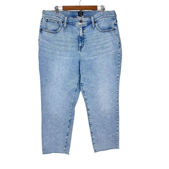 J. Crew Essential Straight Cropped Jeans Womens 35 Light Blue High Rise Raw Hem - Picture 2 of 16